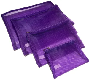 Purple Mesh Zipper Bags (Set/4)