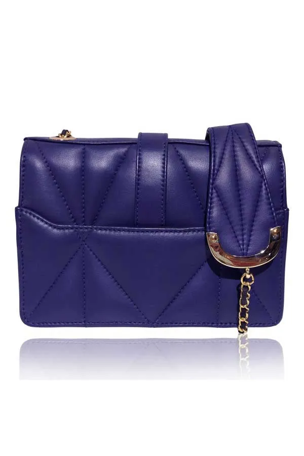 QUILTED SHEEP LEATHER MINI BOX BAG DARK PURPLE