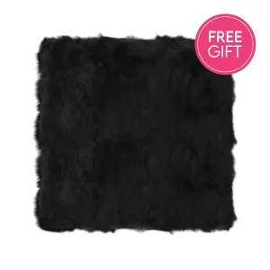 Rabbit Fur Cushion - Black