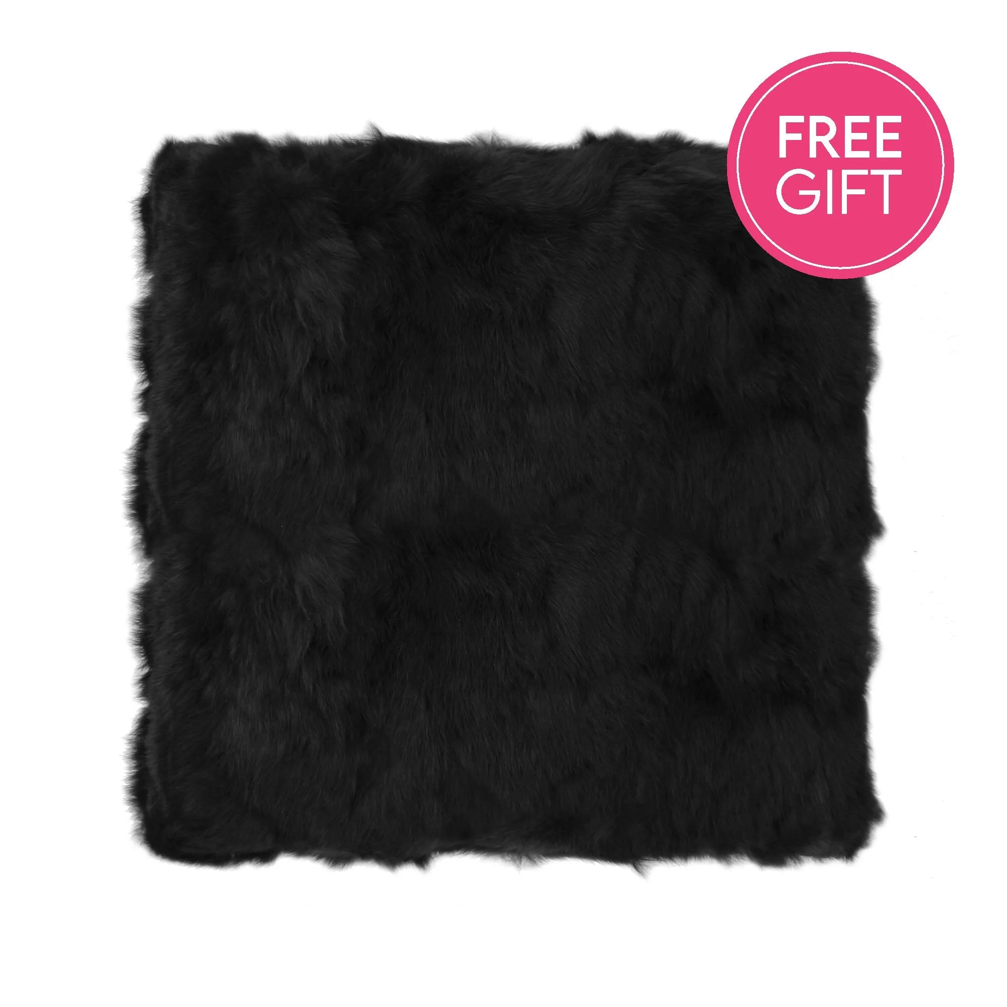Rabbit Fur Cushion - Black