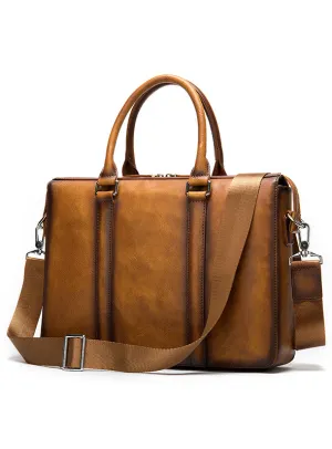 Real Leather Hard Case Messenger Cum Tavelling Representative Leather Bag