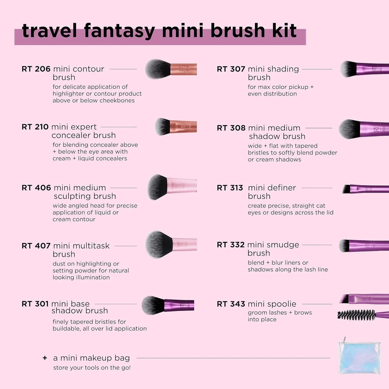 Real Techniques 10-IN-1 Travel Fantasy Mini Brush Kit - 04285