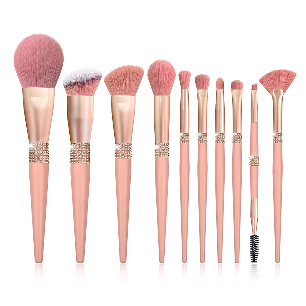 Rhinestone Romance Brush Set (10 piece brush collection with bag)