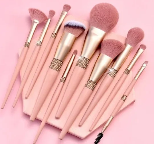 Rhinestone Romance Brush Set (10 piece brush collection with bag)
