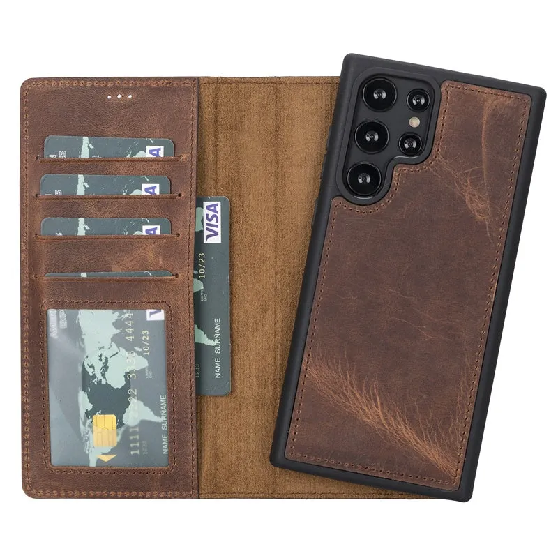 Samsung Galaxy S22 Ultra Magnetic Detachable Leather Wallet Case