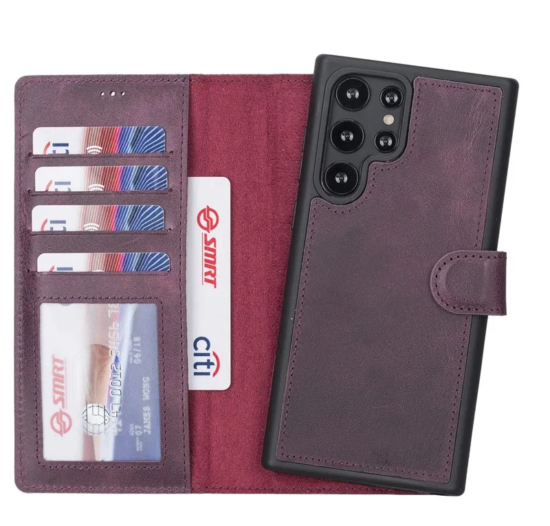 Samsung Galaxy S22 Ultra Magnetic Detachable Leather Wallet Case