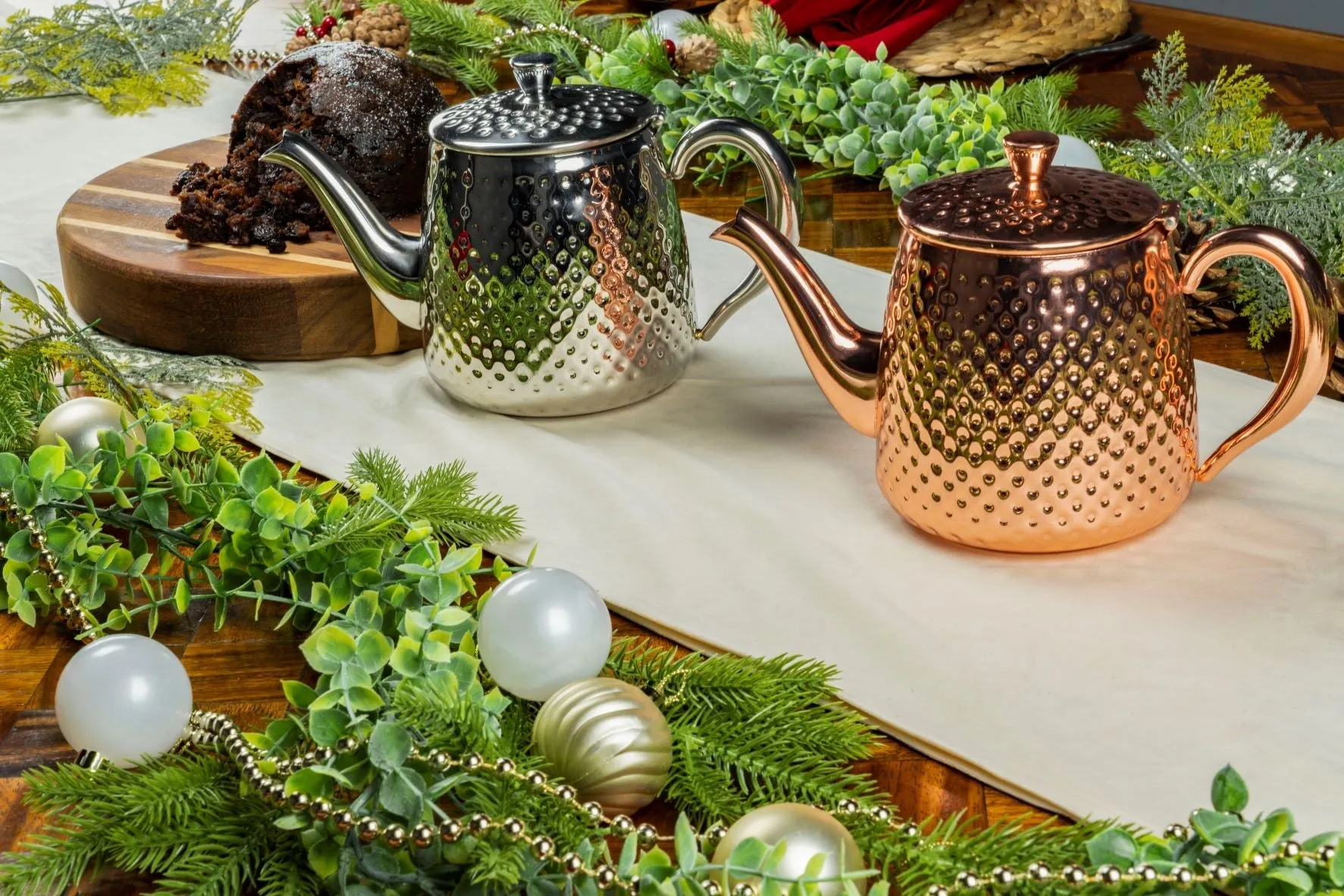 Sandringham 1L Teapot, Hammered Stainless Steel