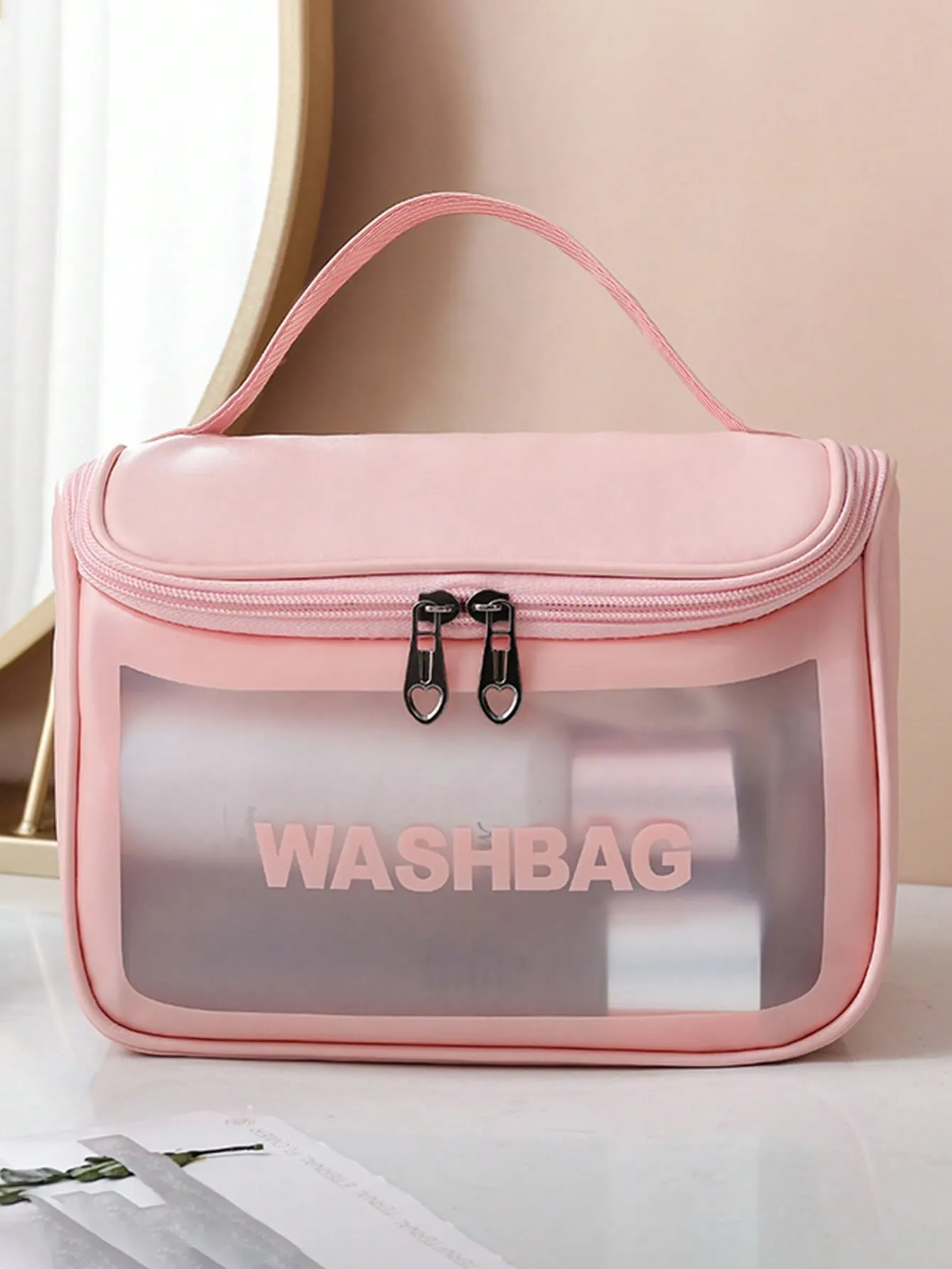 SHEIN 1pc Letter Graphic Clear Makeup Bag