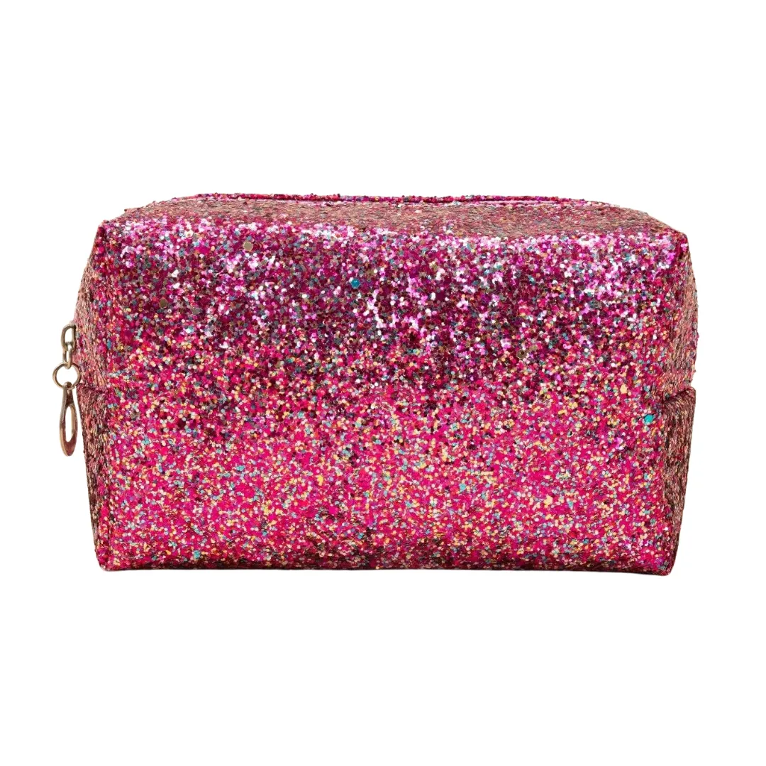 Shimmering Pink Confetti Makeup Bag