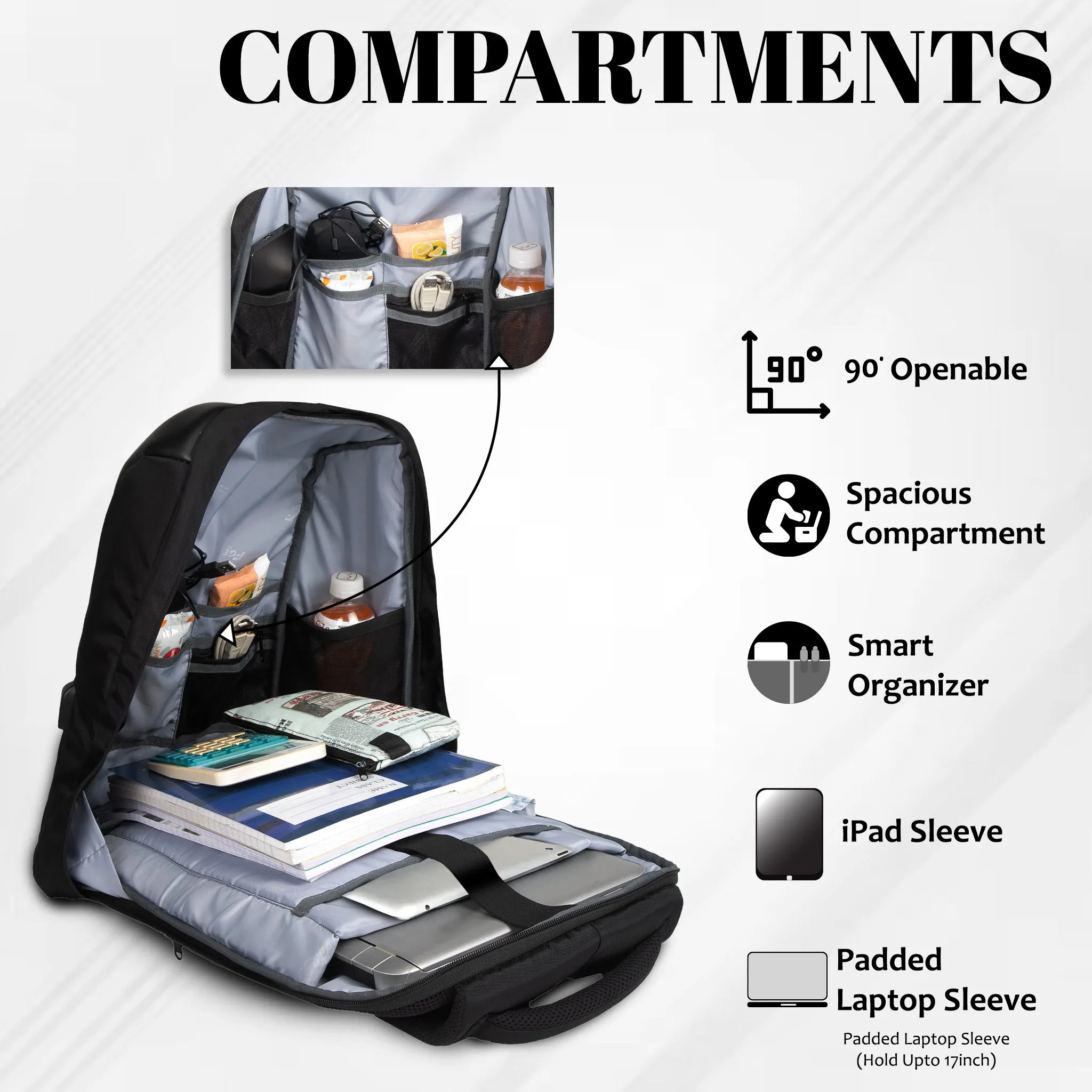 Siroco 23L Black Anti theft Laptop Backpack
