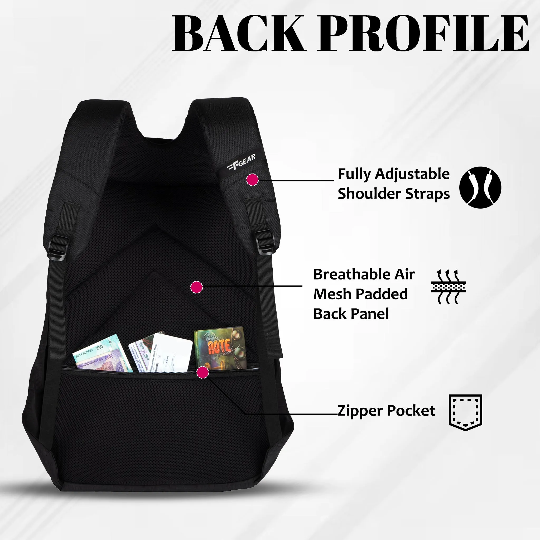 Siroco 23L Black Anti theft Laptop Backpack