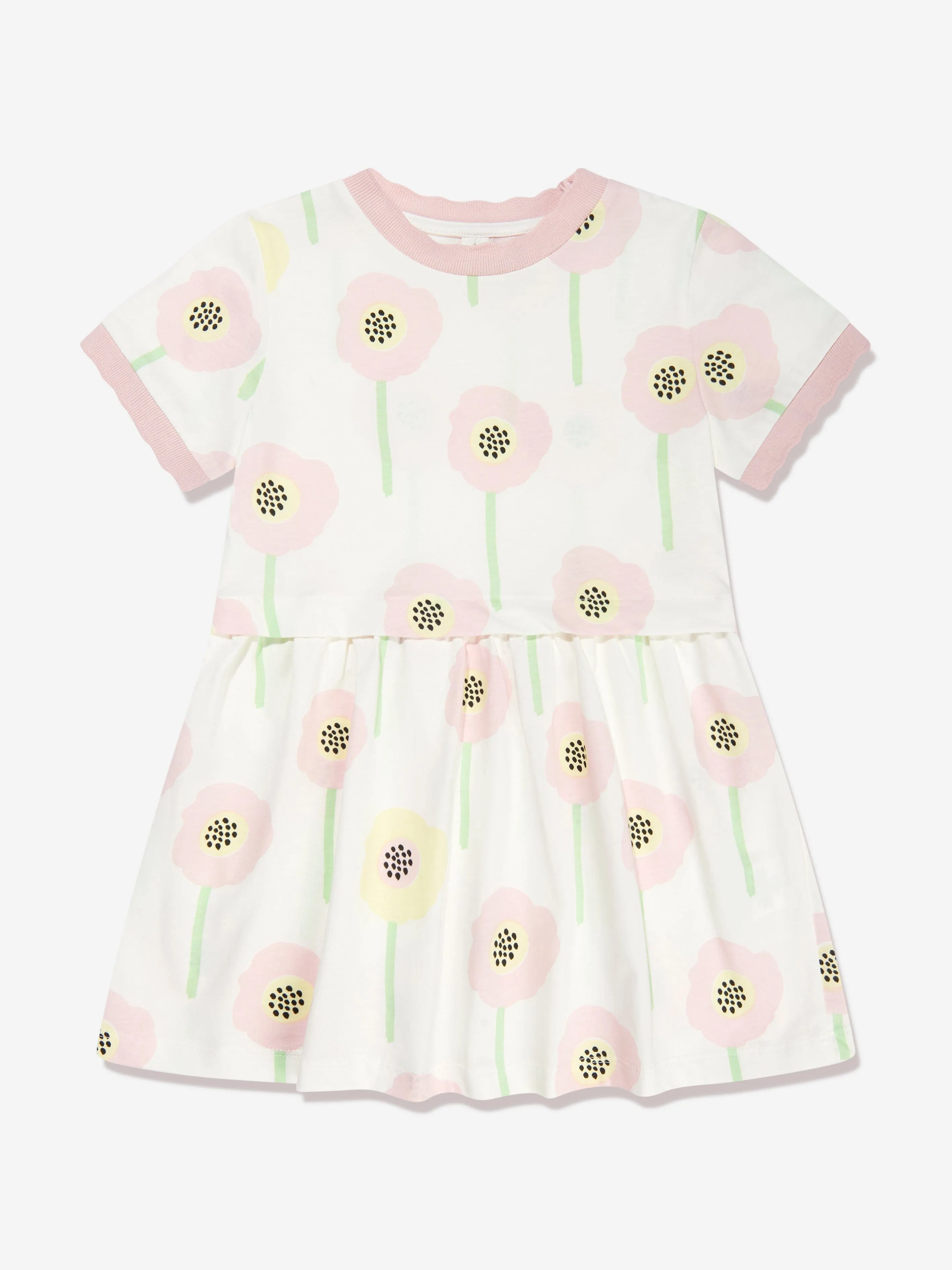 Stella McCartney Girls Flower Jersey Dress in Ivory