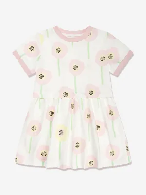 Stella McCartney Girls Flower Jersey Dress in Ivory