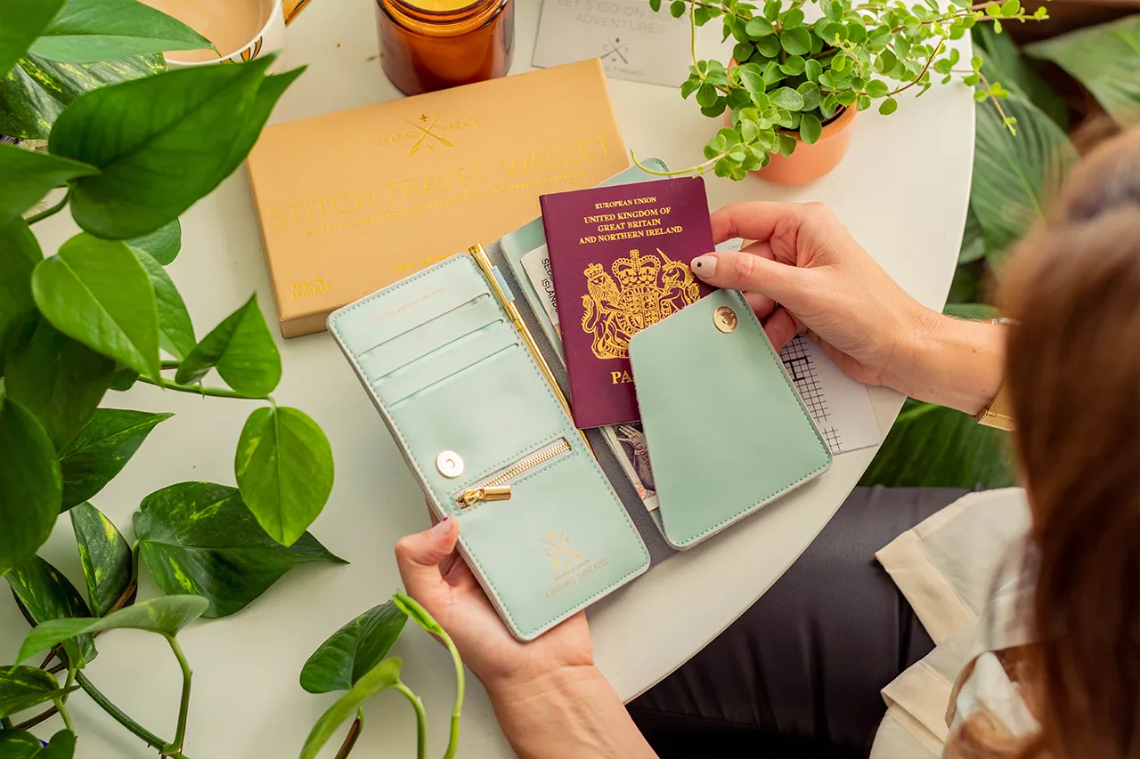 Stitch Travel Wallet - Mint