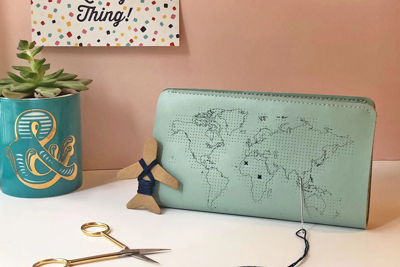 Stitch Travel Wallet - Mint