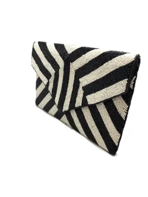 Stripe Beaded Clutch Bag
