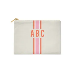 Stripe Large Flat Zip Pouch