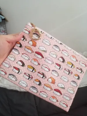 SushiCat Faux Leather Pouch - 8.7x6" bag makeup pencil bag stationary
