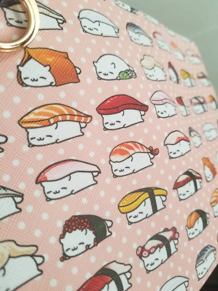 SushiCat Faux Leather Pouch - 8.7x6" bag makeup pencil bag stationary