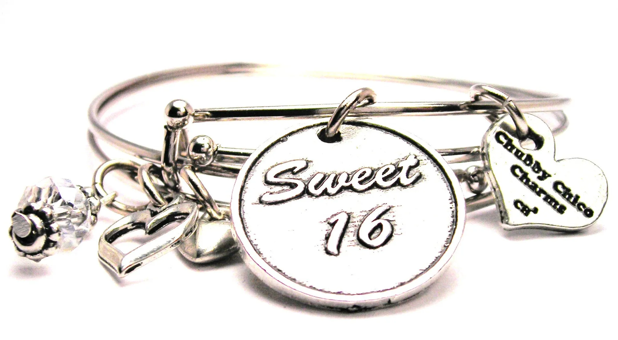 Sweet 16 Circle Expandable Bangle Bracelet Set