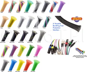 Techflex Flexo PET 3/32"-1/4" Expandable Tubing Black 100FT Roll Neon Blue