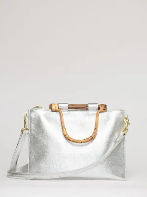 The Bamboo Clutch   Crossbody | Silver