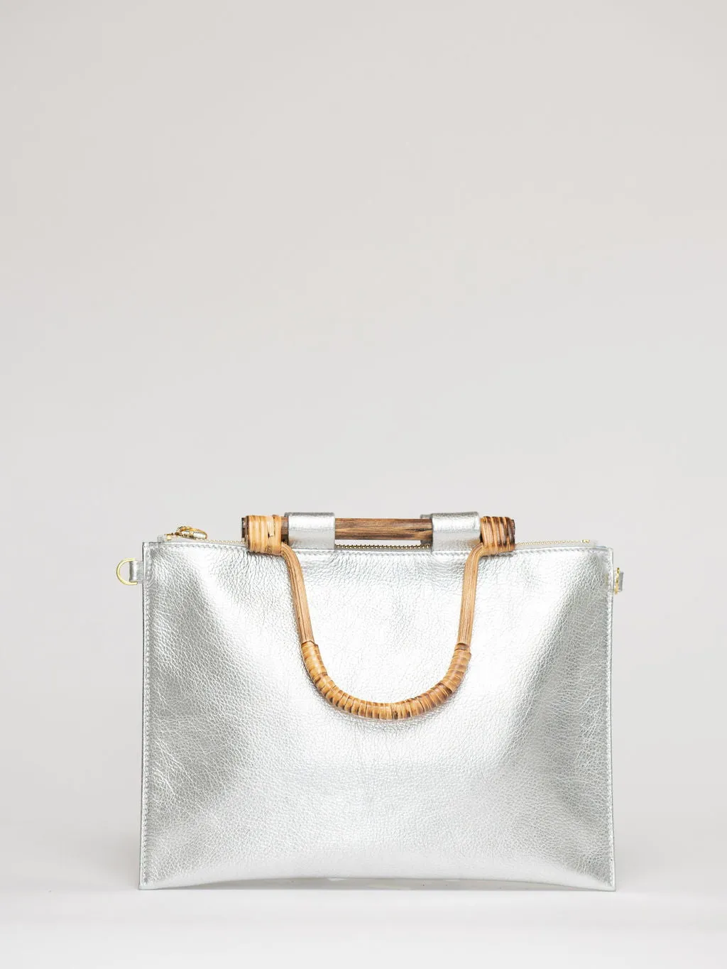 The Bamboo Clutch   Crossbody | Silver