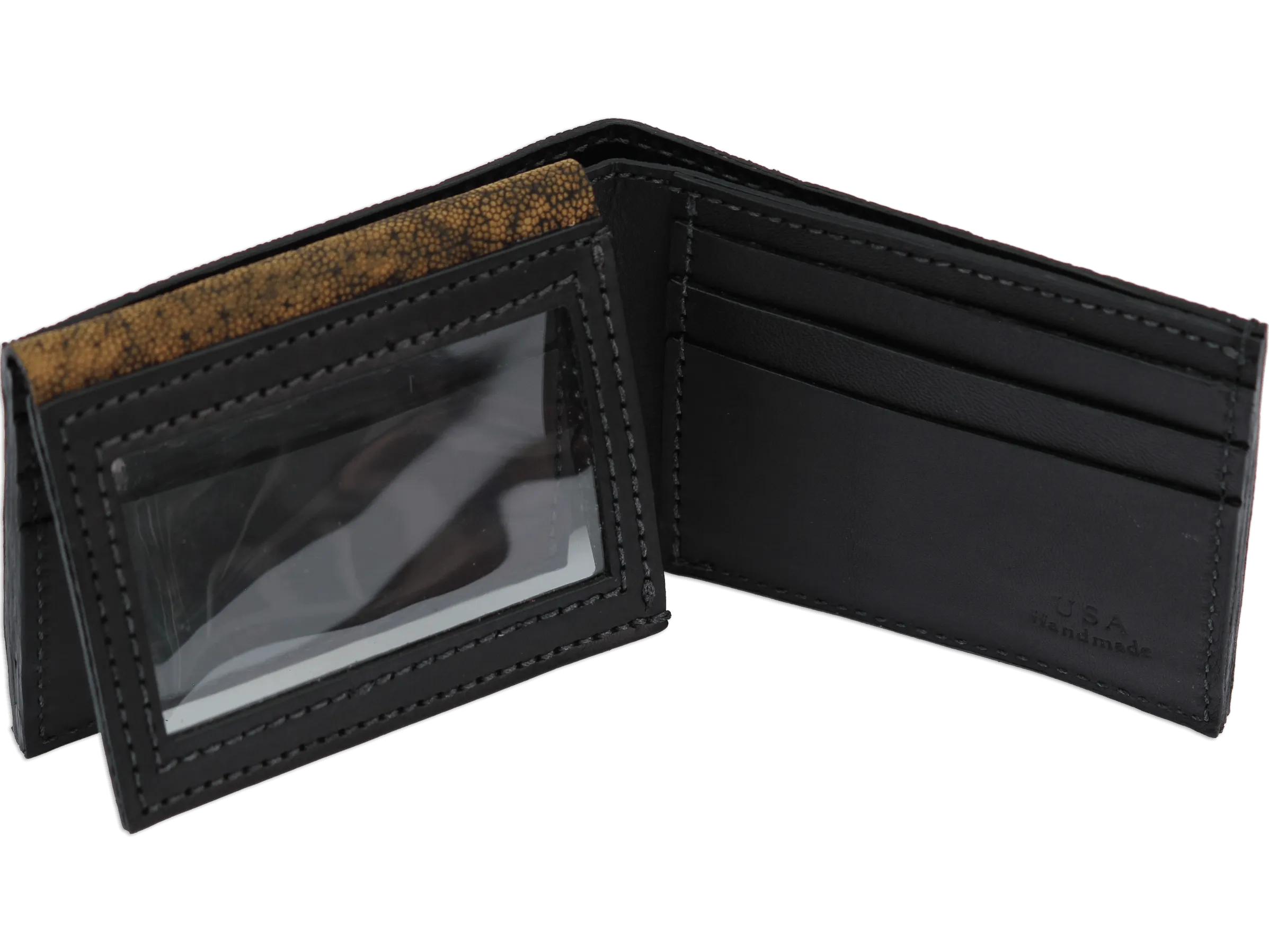 Tree Bark Elephant Luxury Designer Exotic Bifold Wallet With Flip Up ID Window