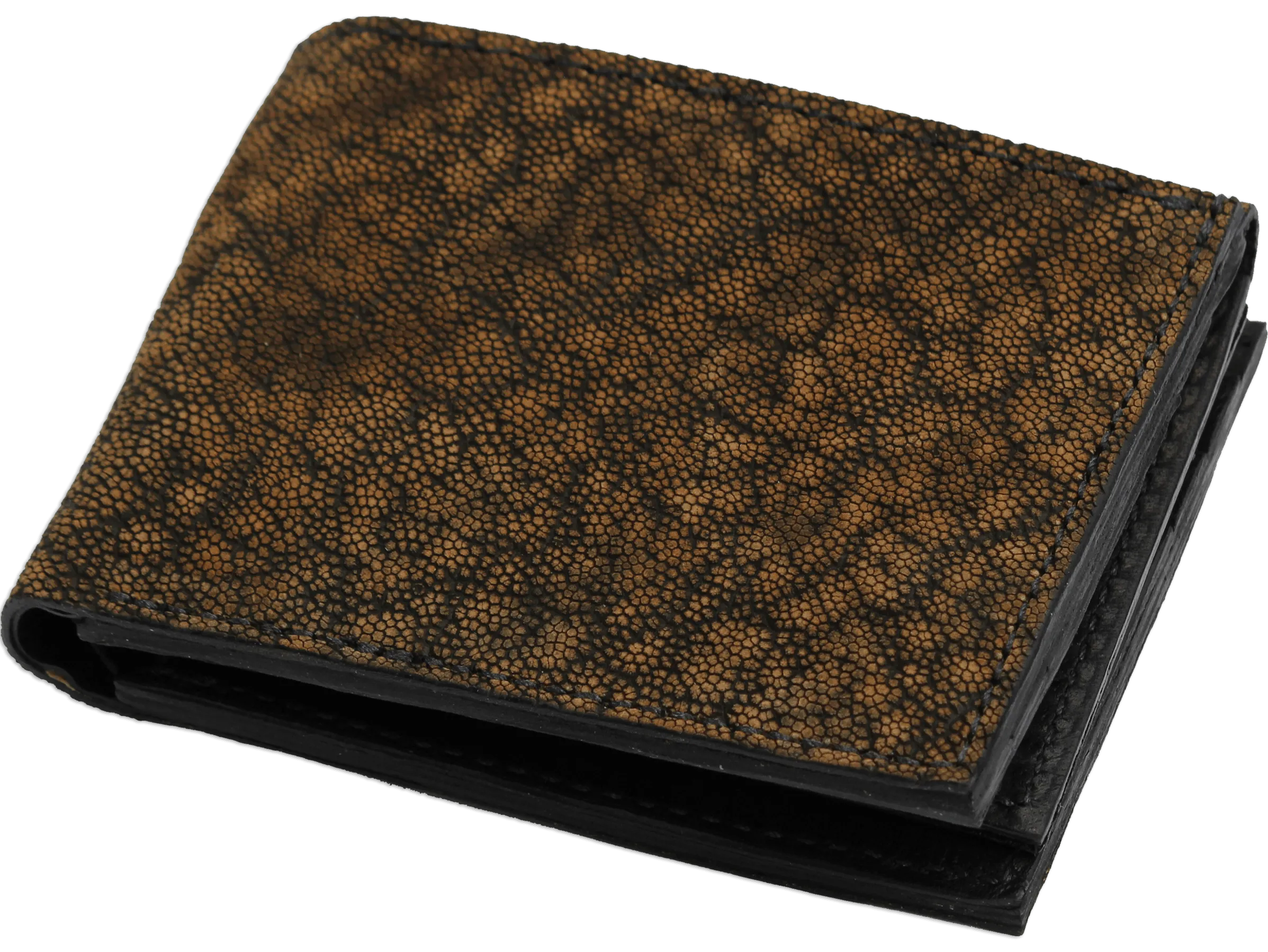 Tree Bark Elephant Luxury Designer Exotic Bifold Wallet With Flip Up ID Window
