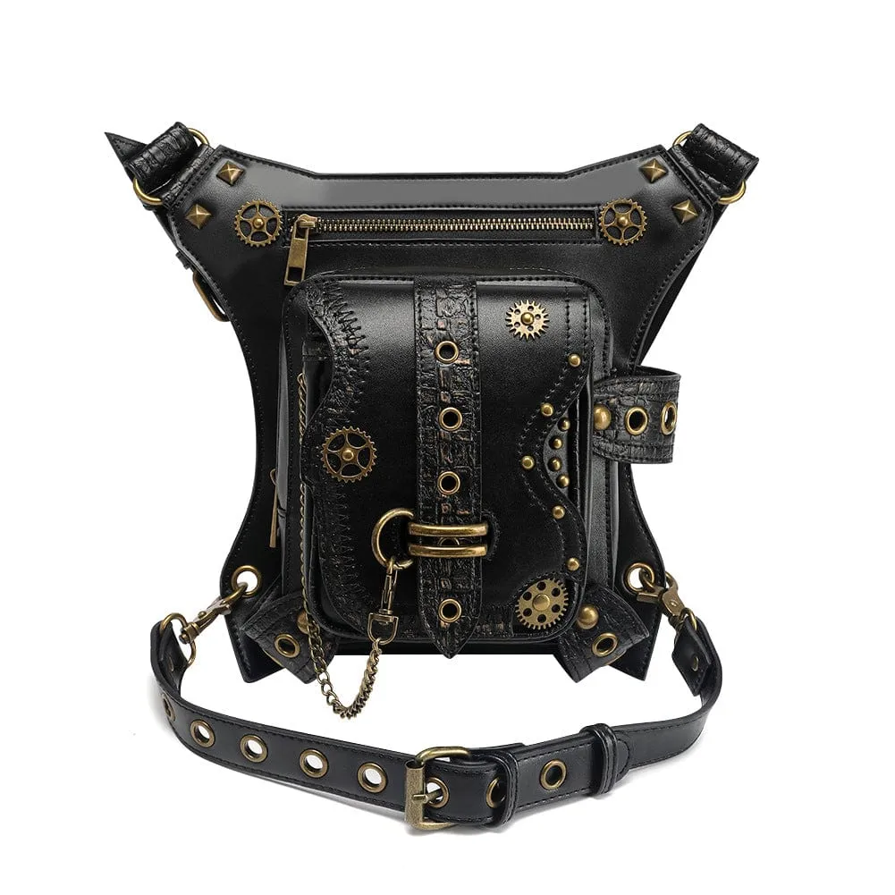 Unisex Steampunk Gears Nailed Waist Bag