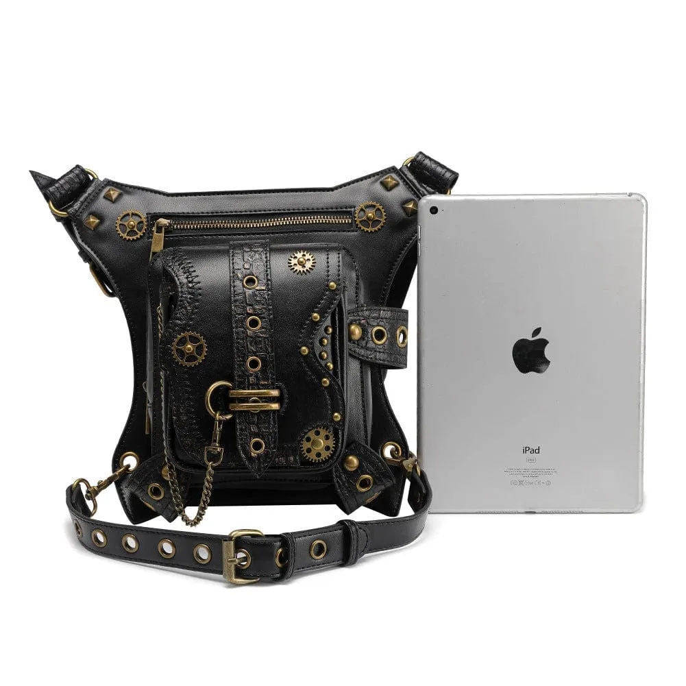 Unisex Steampunk Gears Nailed Waist Bag