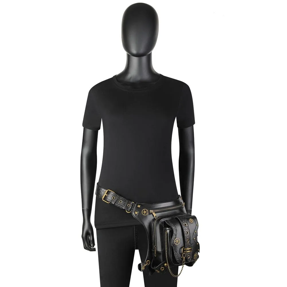 Unisex Steampunk Gears Nailed Waist Bag