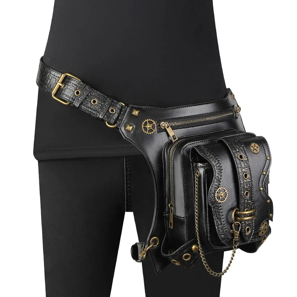 Unisex Steampunk Gears Nailed Waist Bag