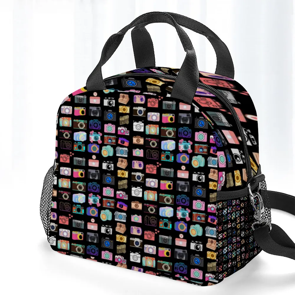 Vintage Cameras Lunch Bag with Handles & Shoulder Strap