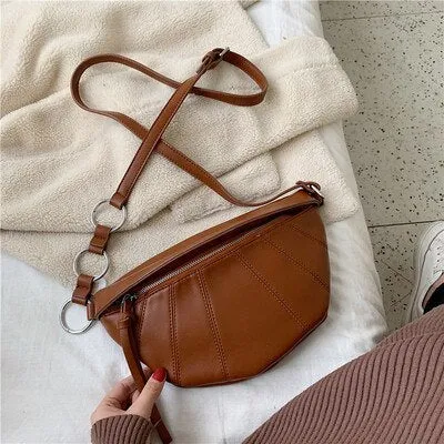 Vintage women Messenger Bag PU Leather Lady Chest pack Fashion Female Shoulder Crossbody bag 2021 niew Small Sling bag bolsa