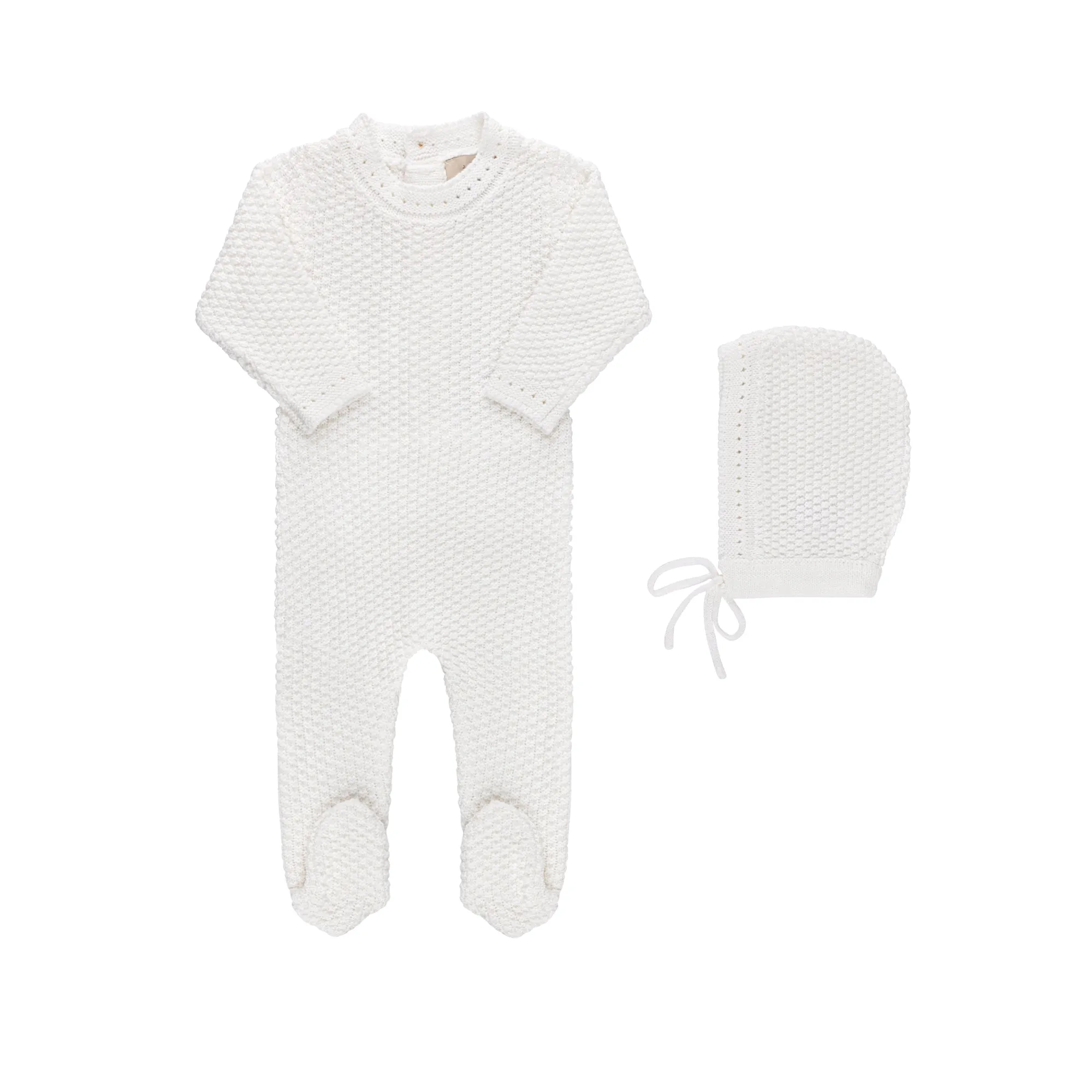 Waffle Knit Footie and Bonnet