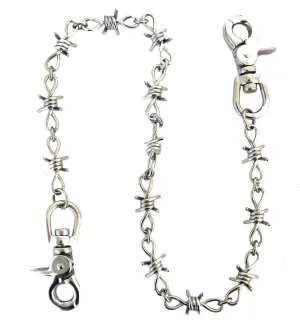Wallet Barbed Wire Chain Stainless Steel 24"