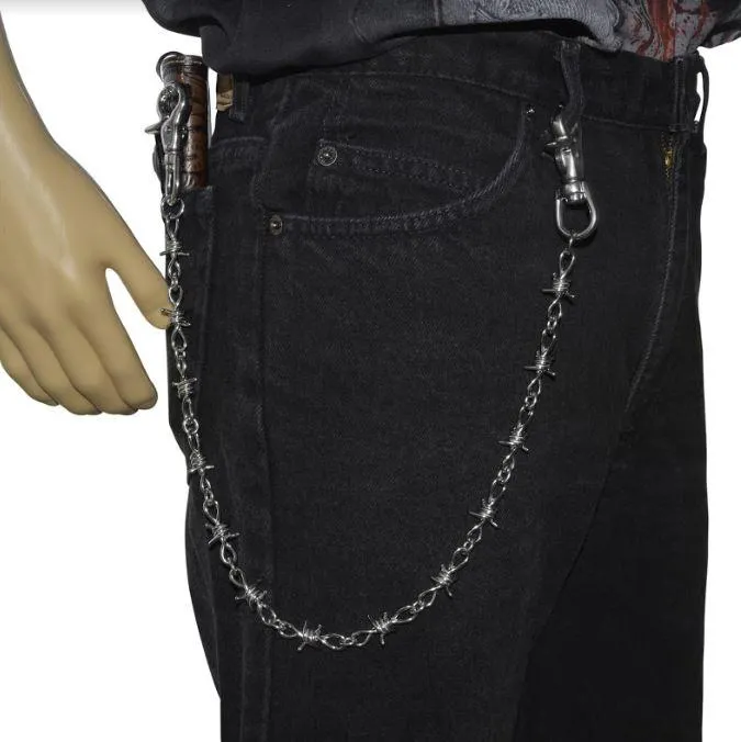 Wallet Barbed Wire Chain Stainless Steel 24"