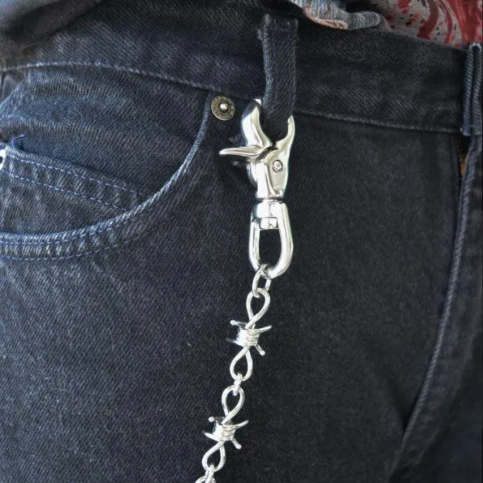 Wallet Barbed Wire Chain Stainless Steel 24"
