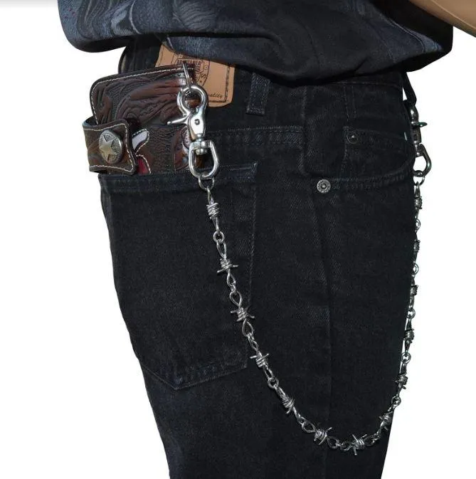 Wallet Barbed Wire Chain Stainless Steel 24"