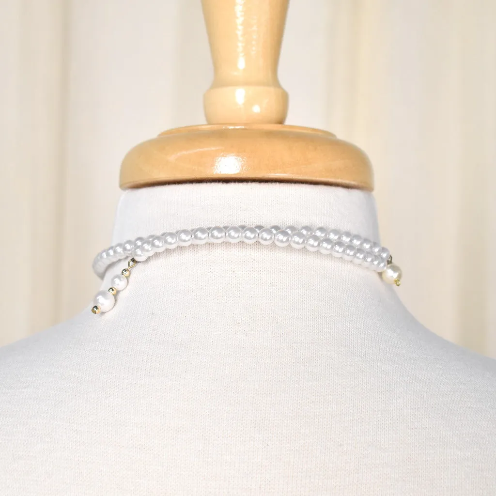 White Expandable Pearl Necklace
