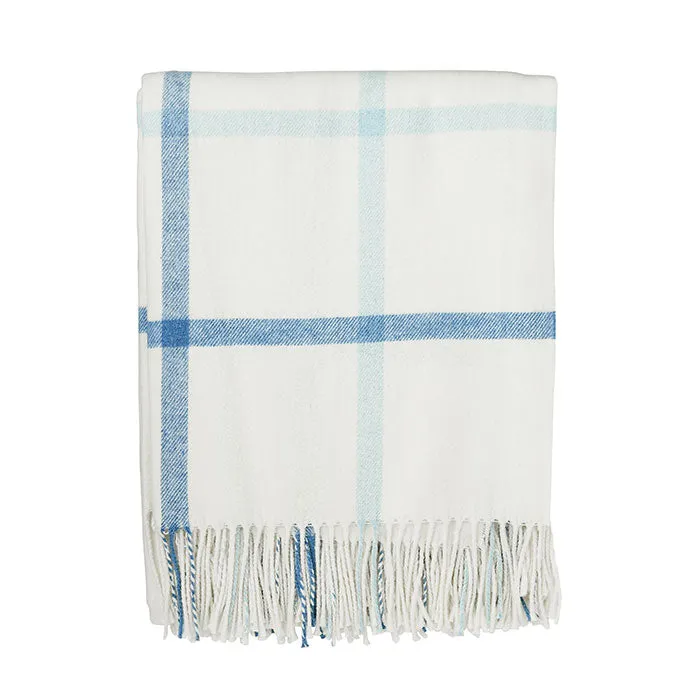 Windowpane Check Throw in Soft Blue