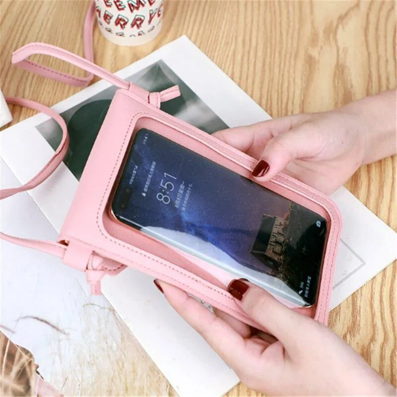 Women's Crossbody Faux Leather Phone Clutch