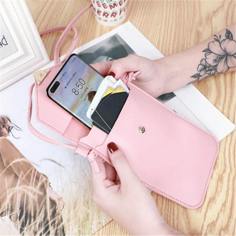 Women's Crossbody Faux Leather Phone Clutch