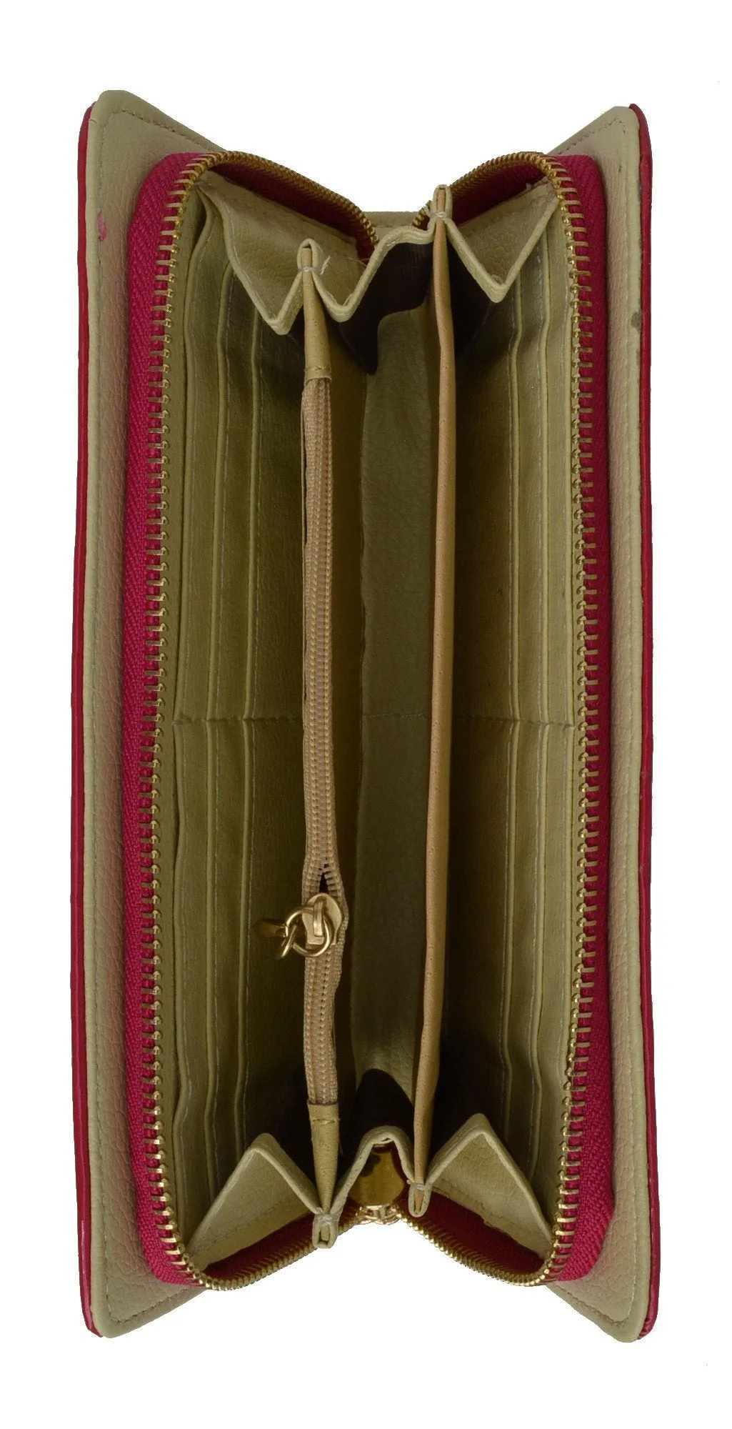 Womens Single Zip Around Croco Design Wristlet Clutch Organizer Shinny Wallet 117-921 (C)
