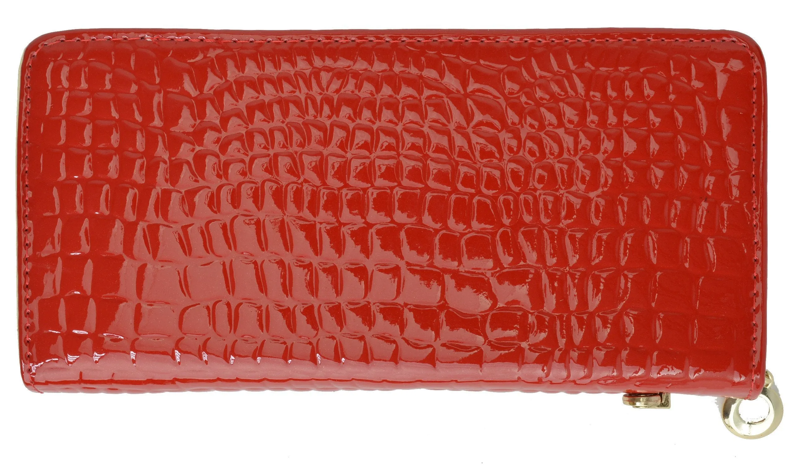 Womens Single Zip Around Croco Design Wristlet Clutch Organizer Shinny Wallet 117-921 (C)
