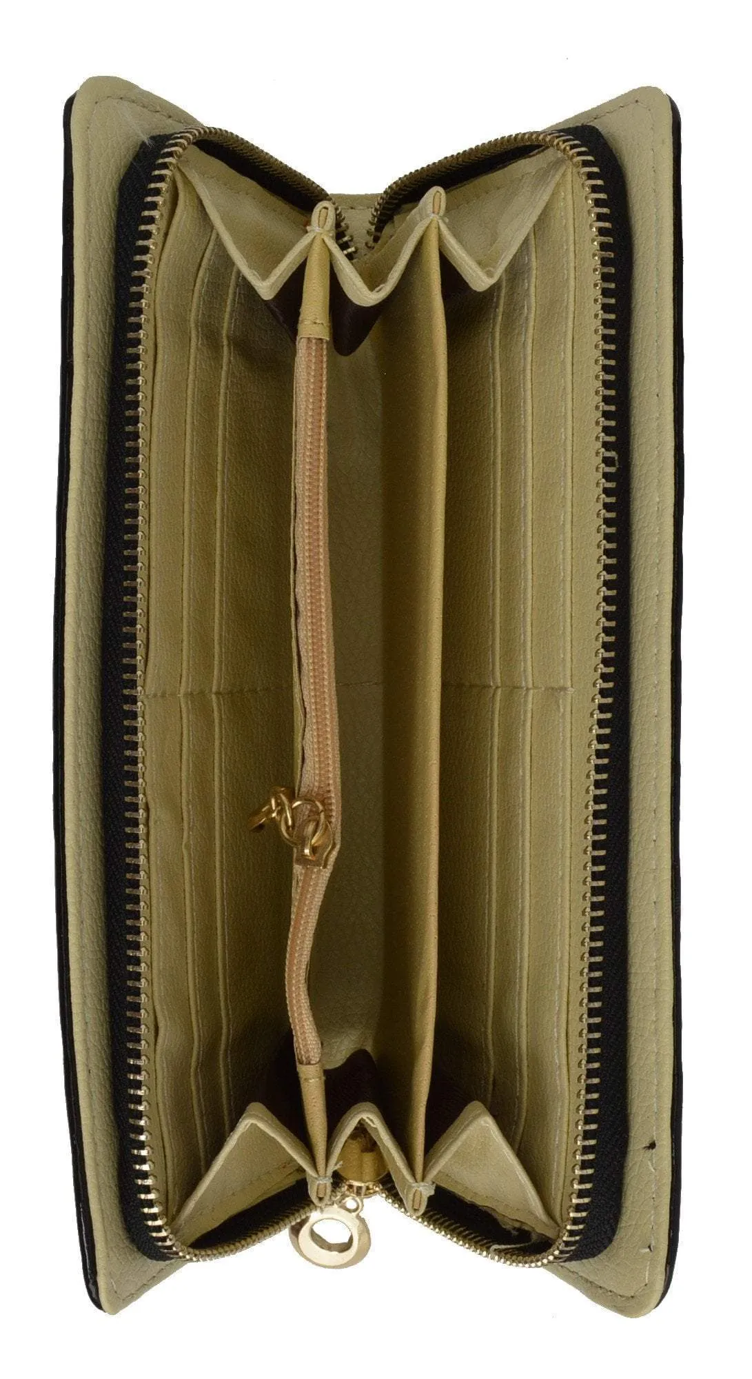 Womens Single Zip Around Croco Design Wristlet Clutch Organizer Shinny Wallet 117-921 (C)