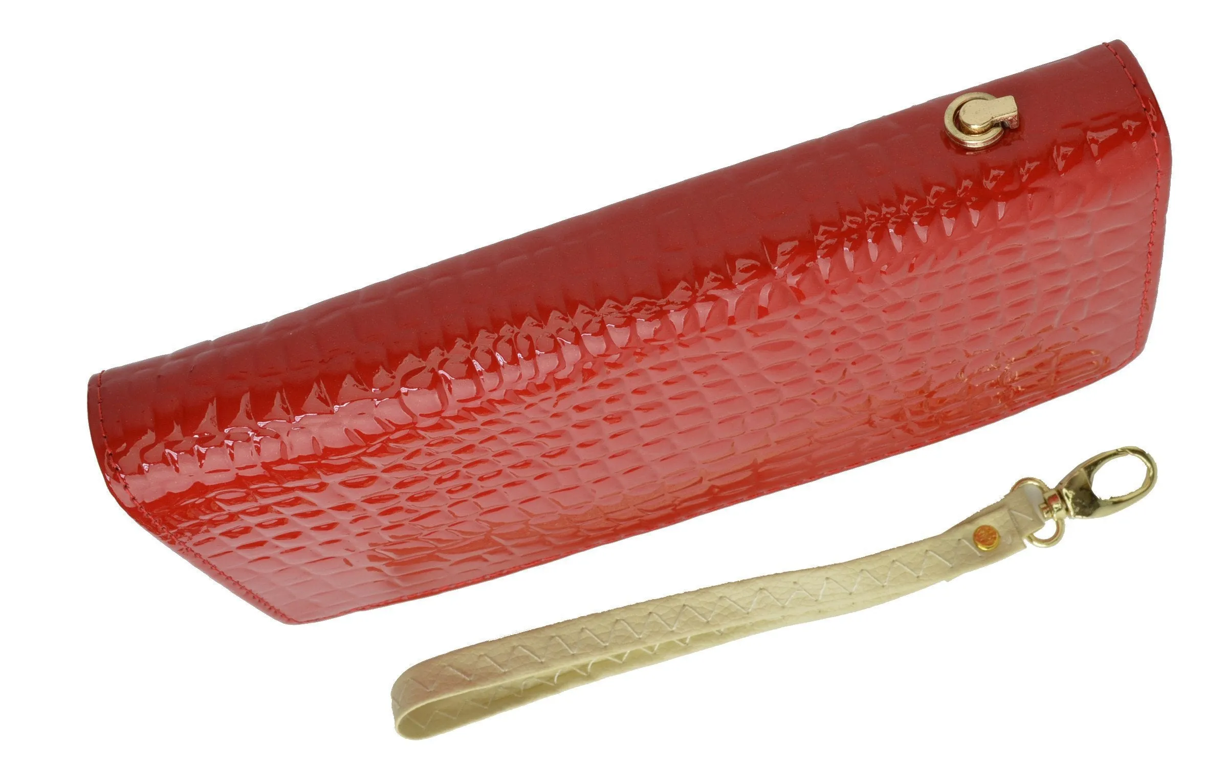Womens Single Zip Around Croco Design Wristlet Clutch Organizer Shinny Wallet 117-921 (C)