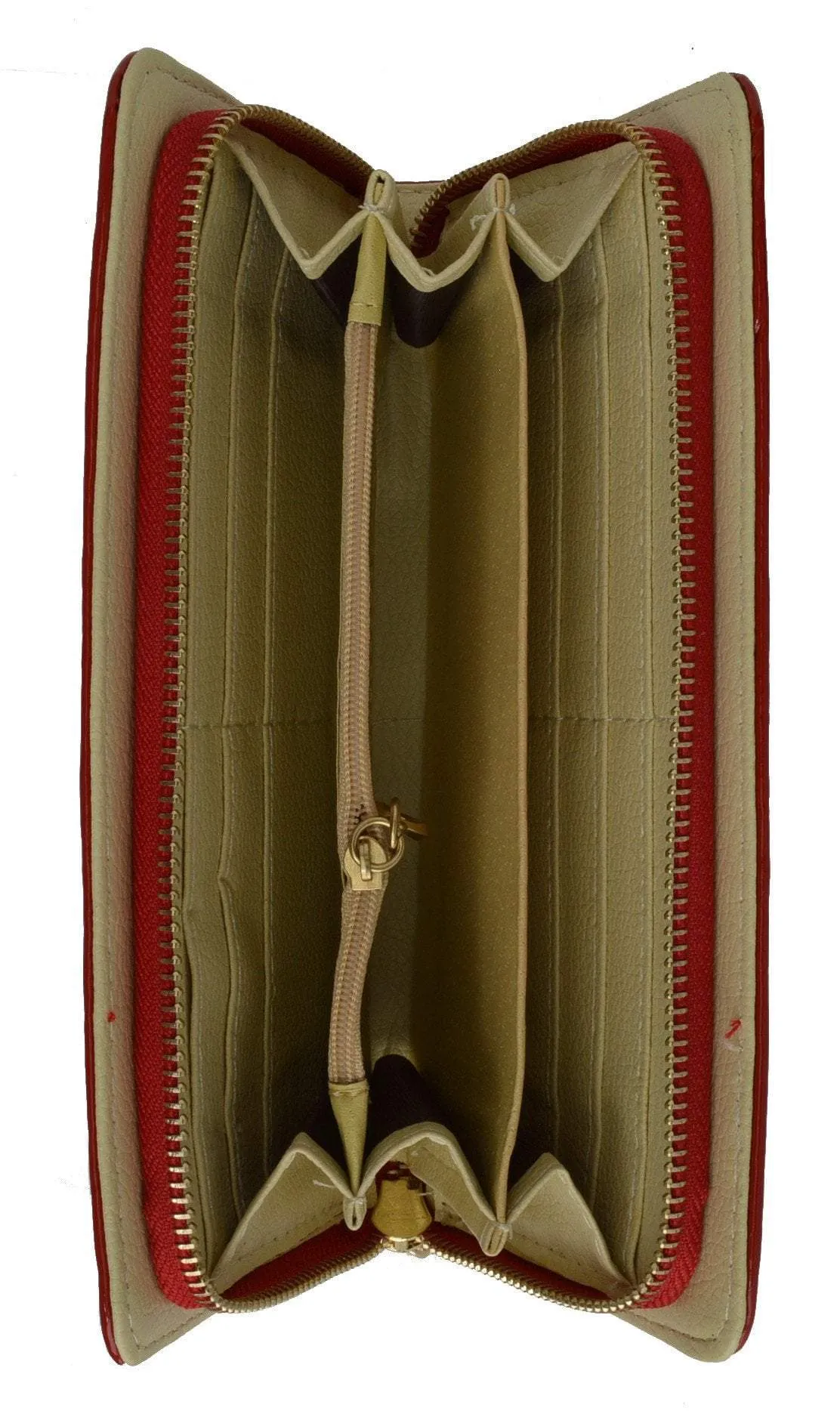 Womens Single Zip Around Croco Design Wristlet Clutch Organizer Shinny Wallet 117-921 (C)