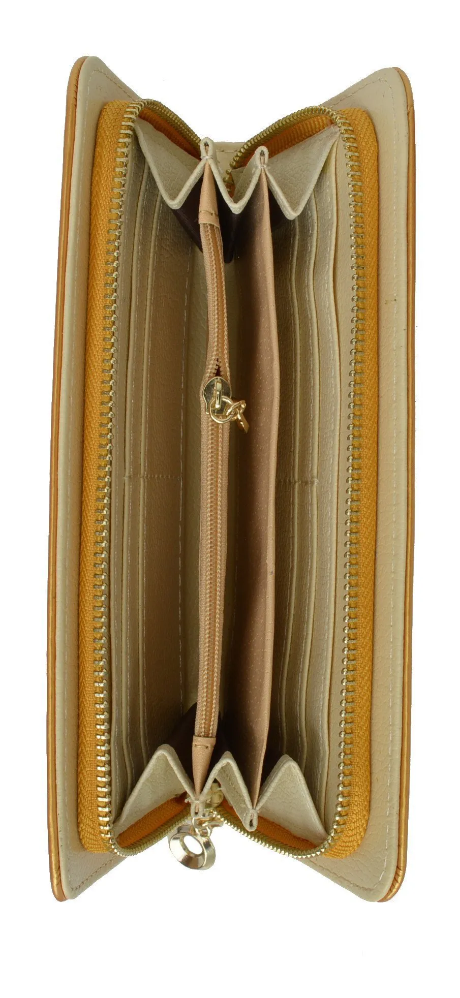 Womens Single Zip Around Croco Design Wristlet Clutch Organizer Shinny Wallet 117-921 (C)